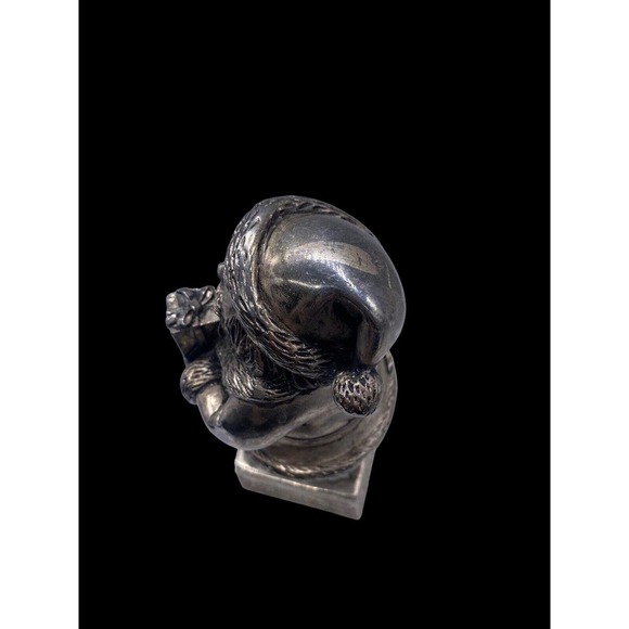 Santa Claus Wind Up Music Box Figurine Silver Plate Vtg Santa is Coming to Town - Picture 8 of 11